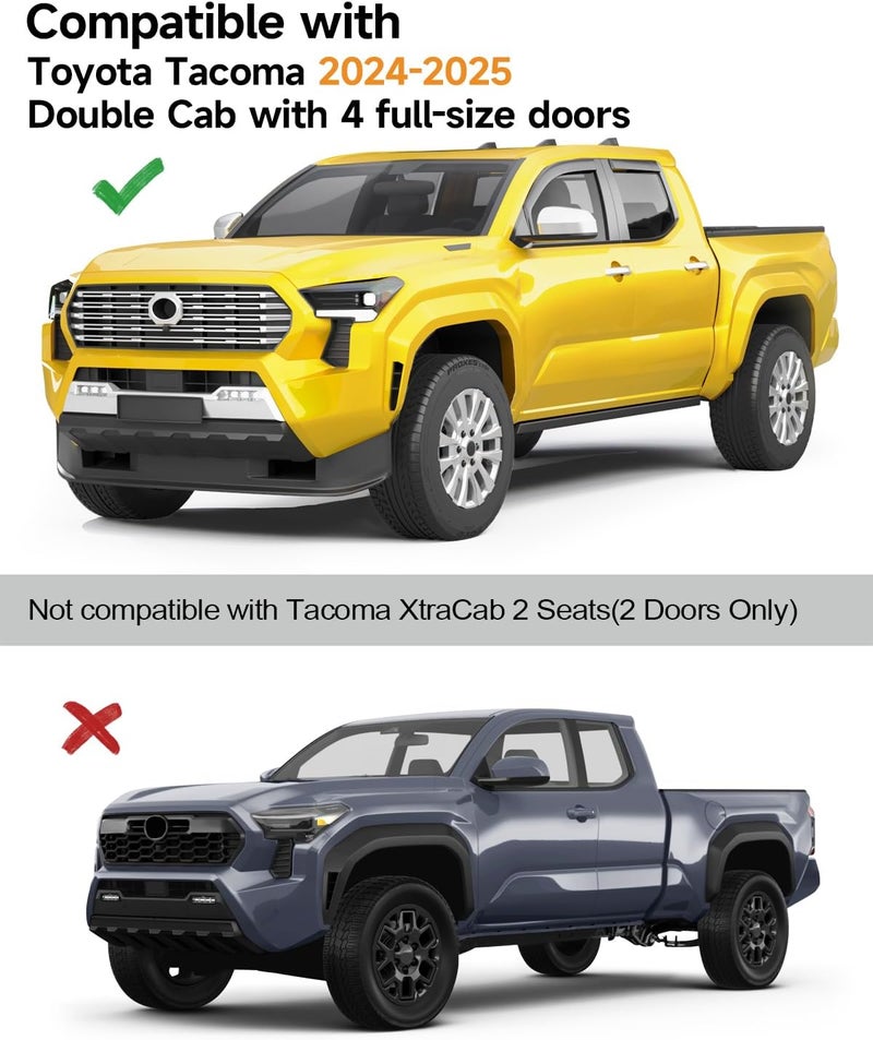 Deejecsun in-Channel Window Rain Guards Fit for Toyota Tacoma 2024-2026 Double Cab with 4 Full-Size Doors Rain Guards Extra Durable Window Deflectors Visors Vent Visors Vent Shades Truck Accessories - Image 3